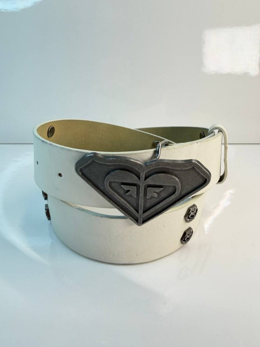 Roxy White Statement Belt – Studded Design
